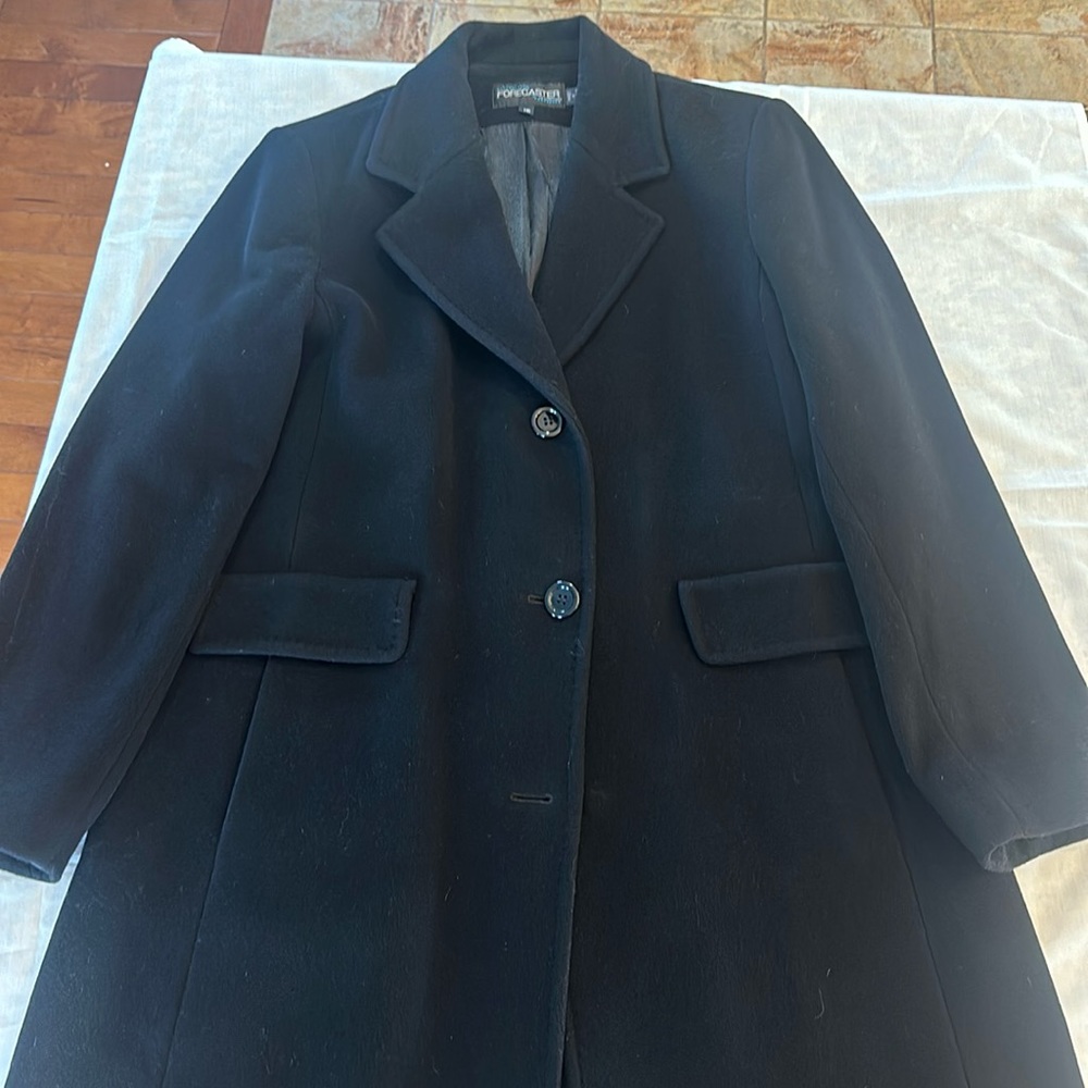 Women’s long black wool coat